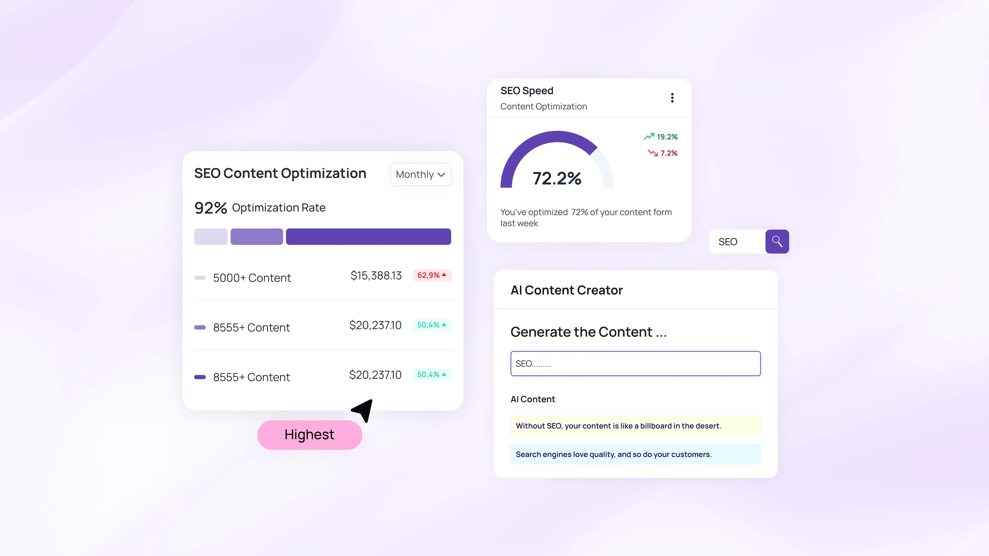 SEO best practices 2025 dashboard showing Snoika content optimization, AI content creator, and SEO speed insights for helpful, real content.